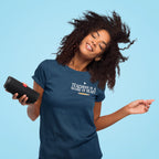 Unisex T-shirt, dark teal crew neck, 'Teaching is a work of heart' chest graphic