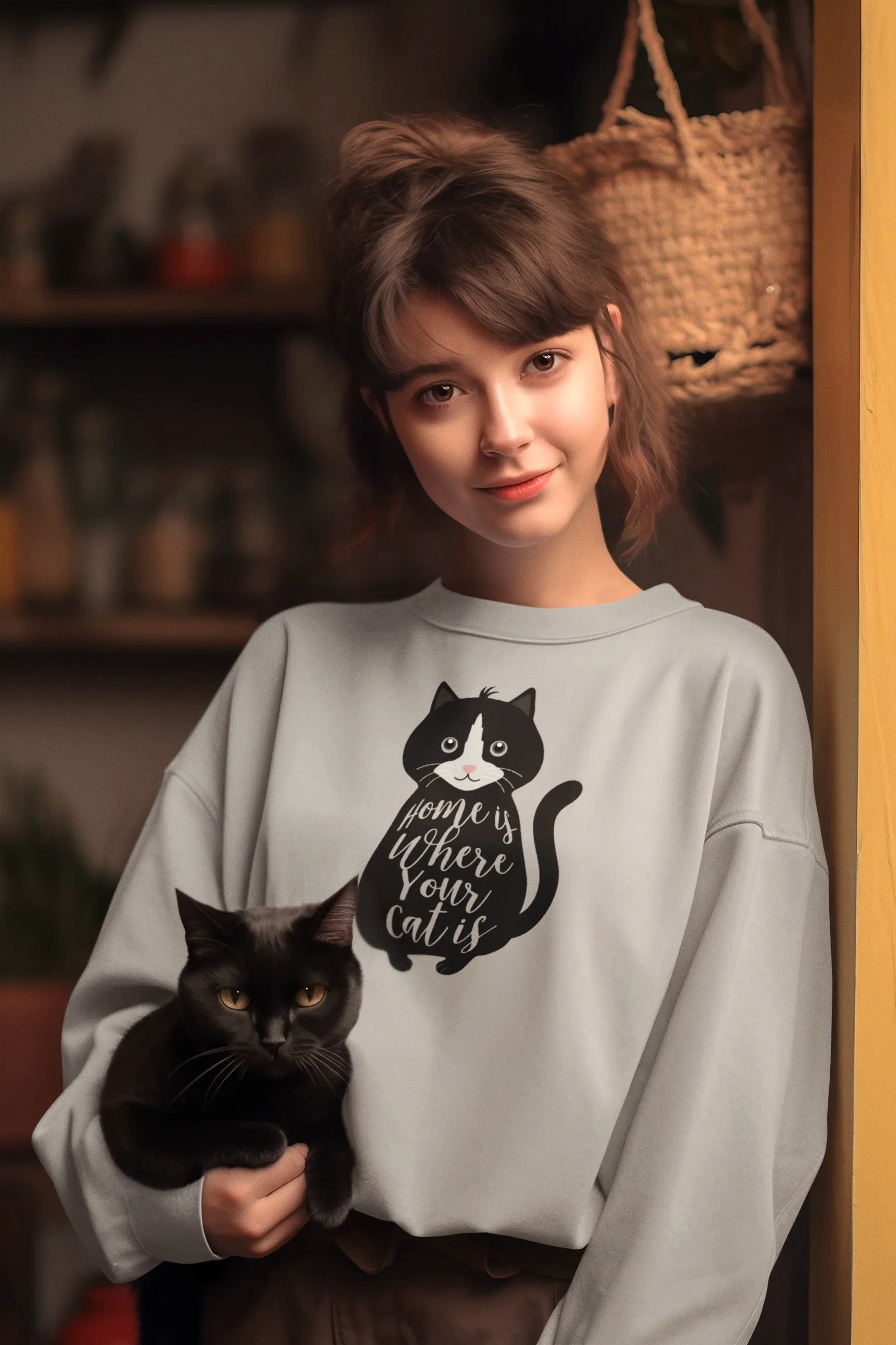 “Home Is Where Your Cat Is” Sweatshirt - Alley Crafters