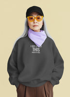Dark gray crewneck sweatshirt with "I got gifted this" chest print