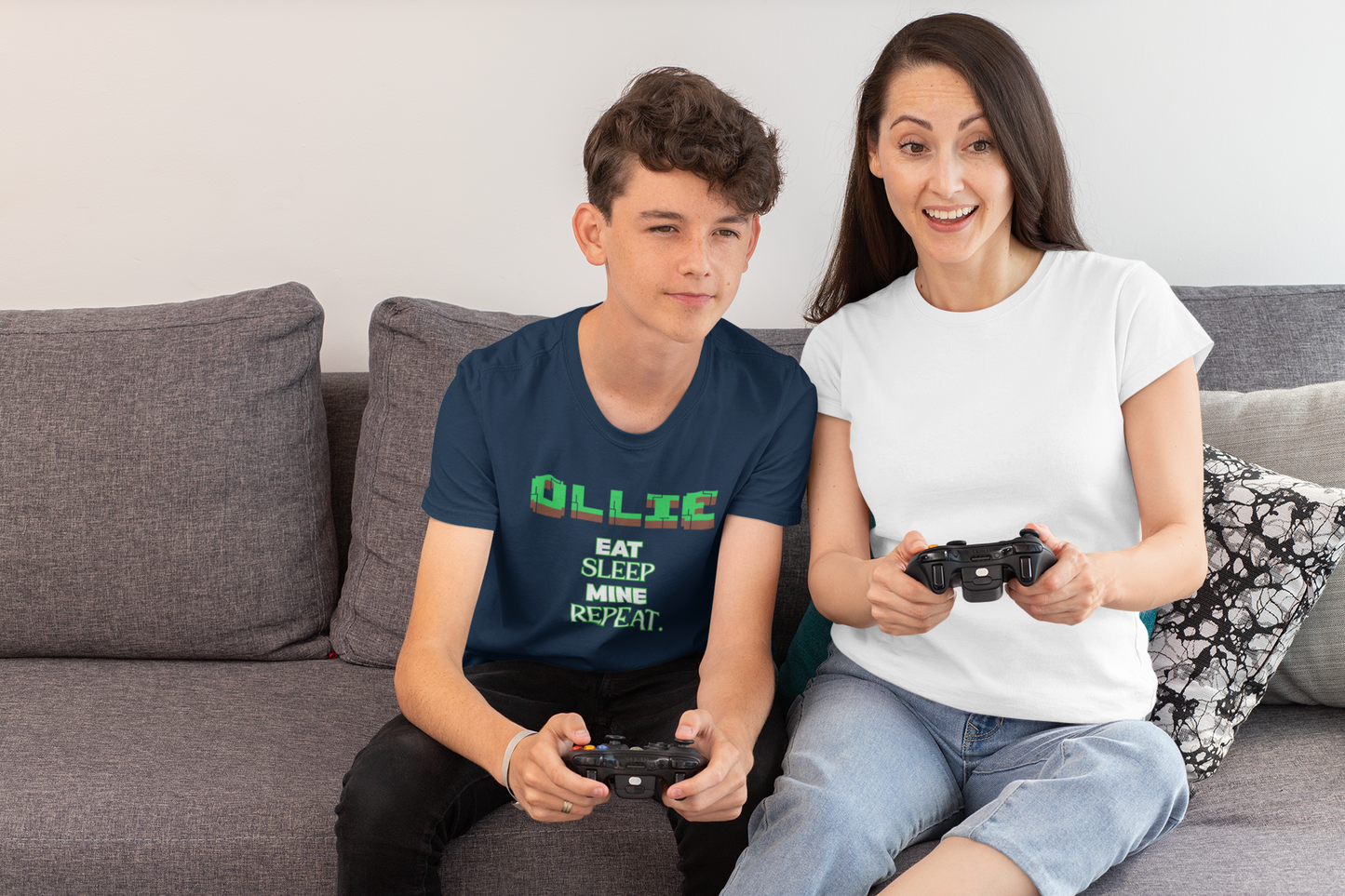 Kids Minecraft Inspired Tee - 'Eat Sleep Mine Repeat'