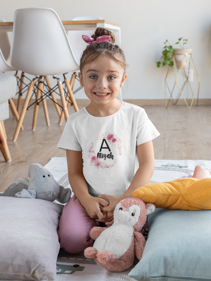 Kids Tee - Personalised Floral Name Shirt for Children