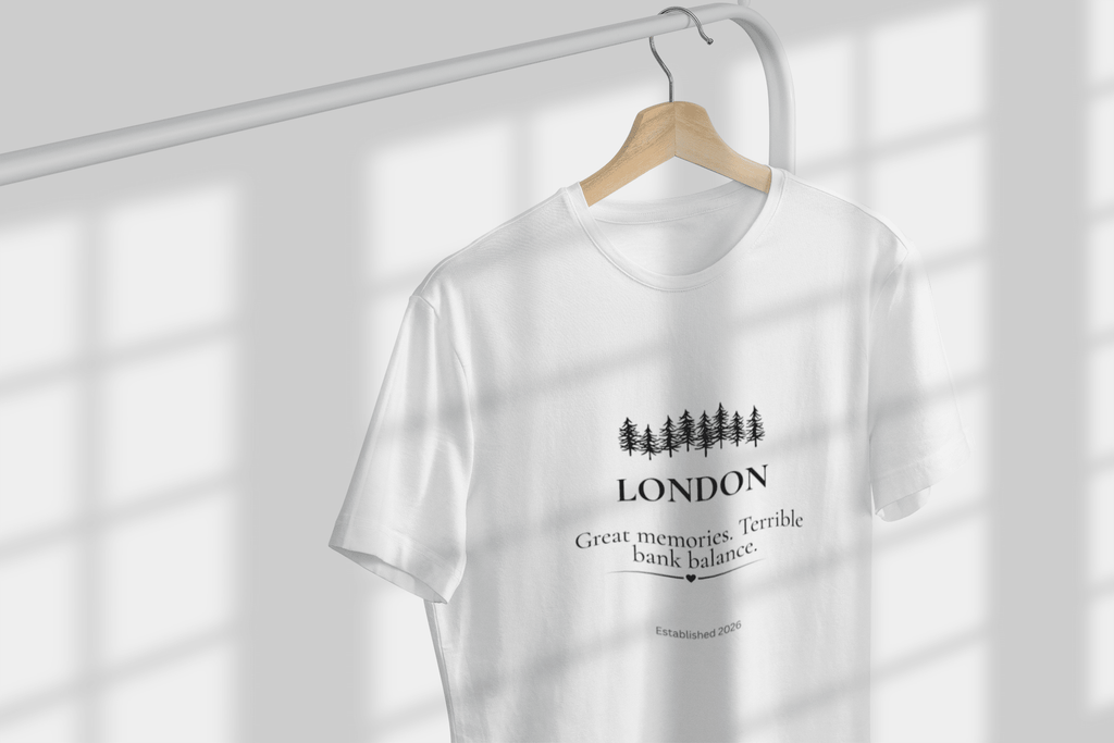 Personalised 'My Happy Place' T-Shirt — Custom Location, Name & Year - AlleyCrafters