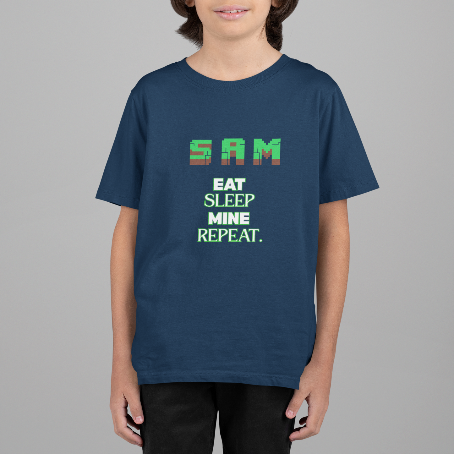 Kids Minecraft Inspired Tee - 'Eat Sleep Mine Repeat'