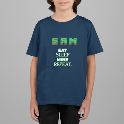 Kids Minecraft Inspired Tee - 'Eat Sleep Mine Repeat'
