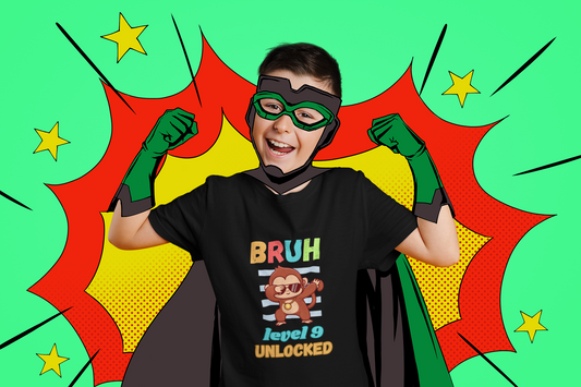 Kids Gaming Tee - BRUH Level (Age) Unlocked