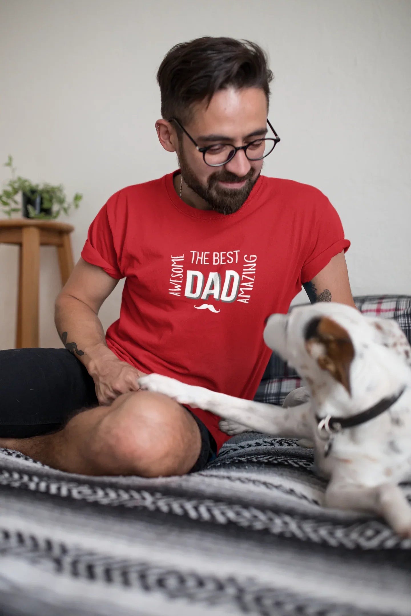 Men's heavy cotton T-shirt, red with Best Dad front graphic