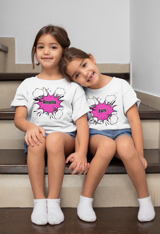 Kids Tee - Pop Art Speech Bubble Personalised Name