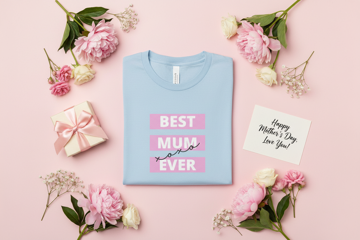T-Shirt on Pink Background with Flowers