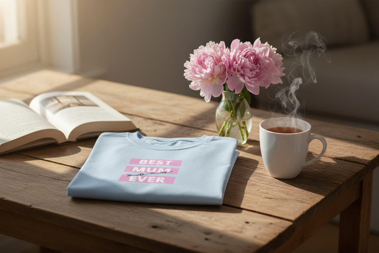 T-Shirt with Tea and Book