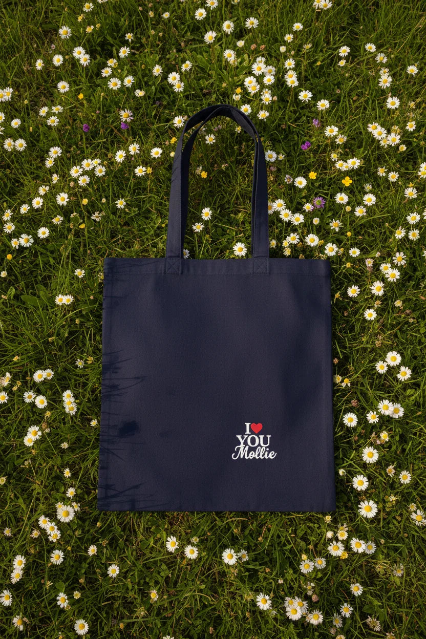 Personalised 'I Love You' Tote Bag | Custom Name Cotton Gift Tote - Alley Crafters