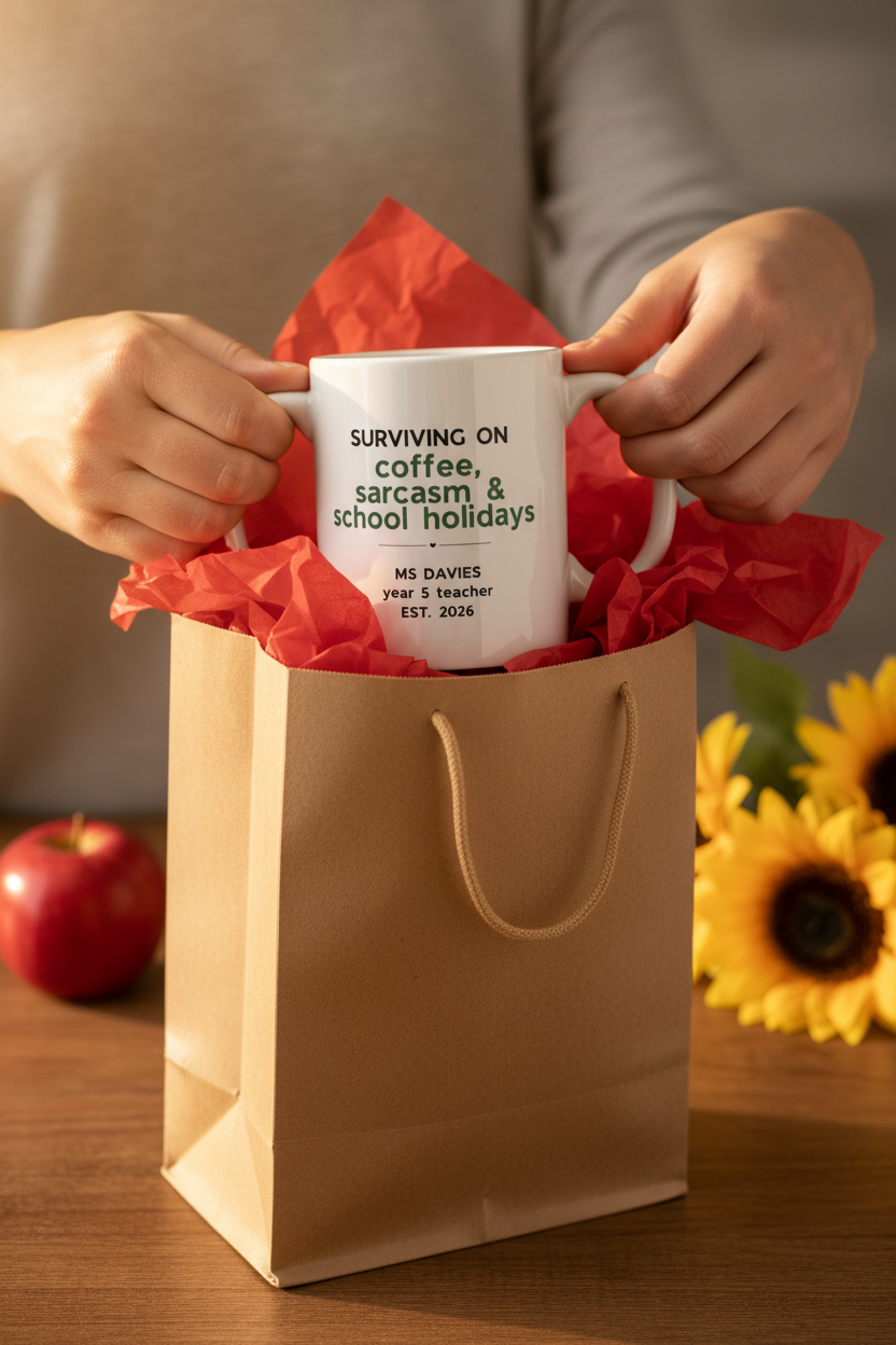 Teacher mug — Ms Davies gift bag