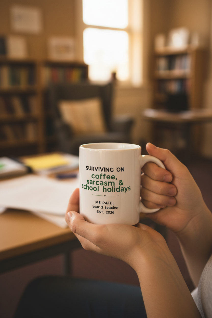 Teacher mug — Ms Patel hands