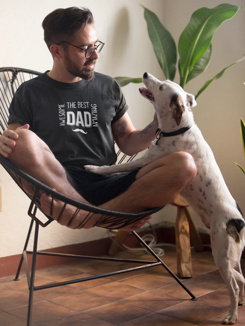 Men's heavy cotton T-shirt, black with Best Dad front graphic
