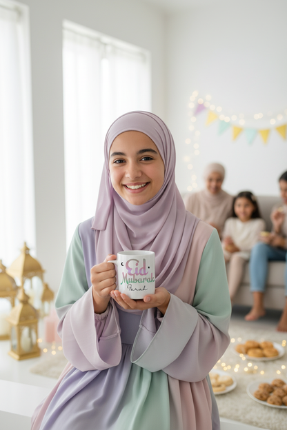 Teenage girl holding Farah mug
