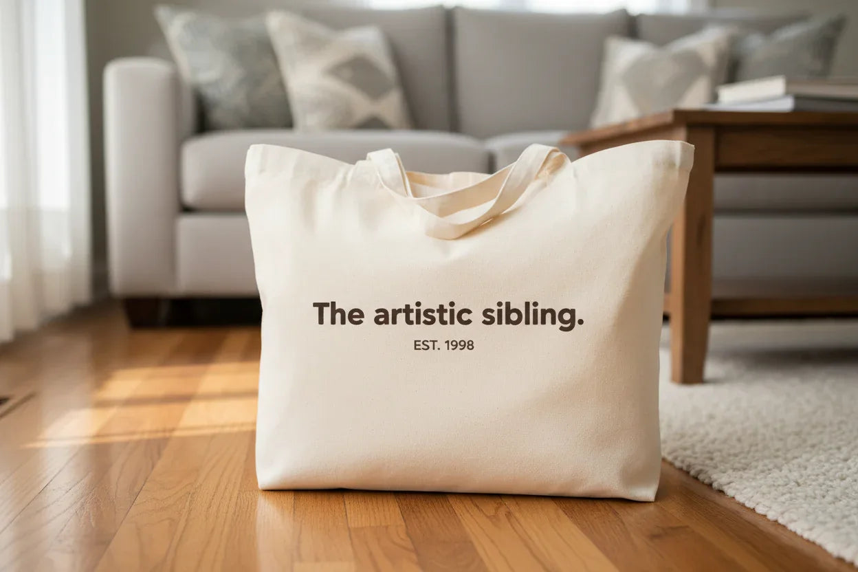 Personalised Sibling Tote Bag | Funny Family Gift | “The Favourite Sibling” EST Year Tote | Reusable Canvas Bag UK - Alley Crafters
