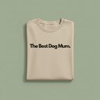 Beige T-shirt with "The Best Dog Mum" text print
