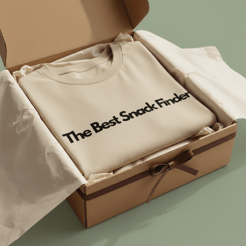 Cream T-shirt with "The Best Snack Finder" text print