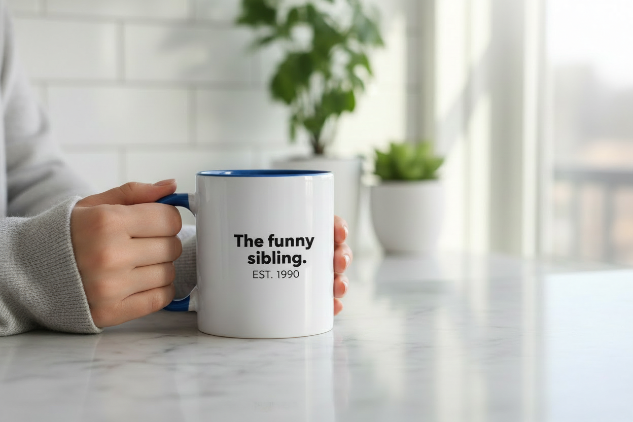 The Funny Sibling Mug - Bold Muse Font