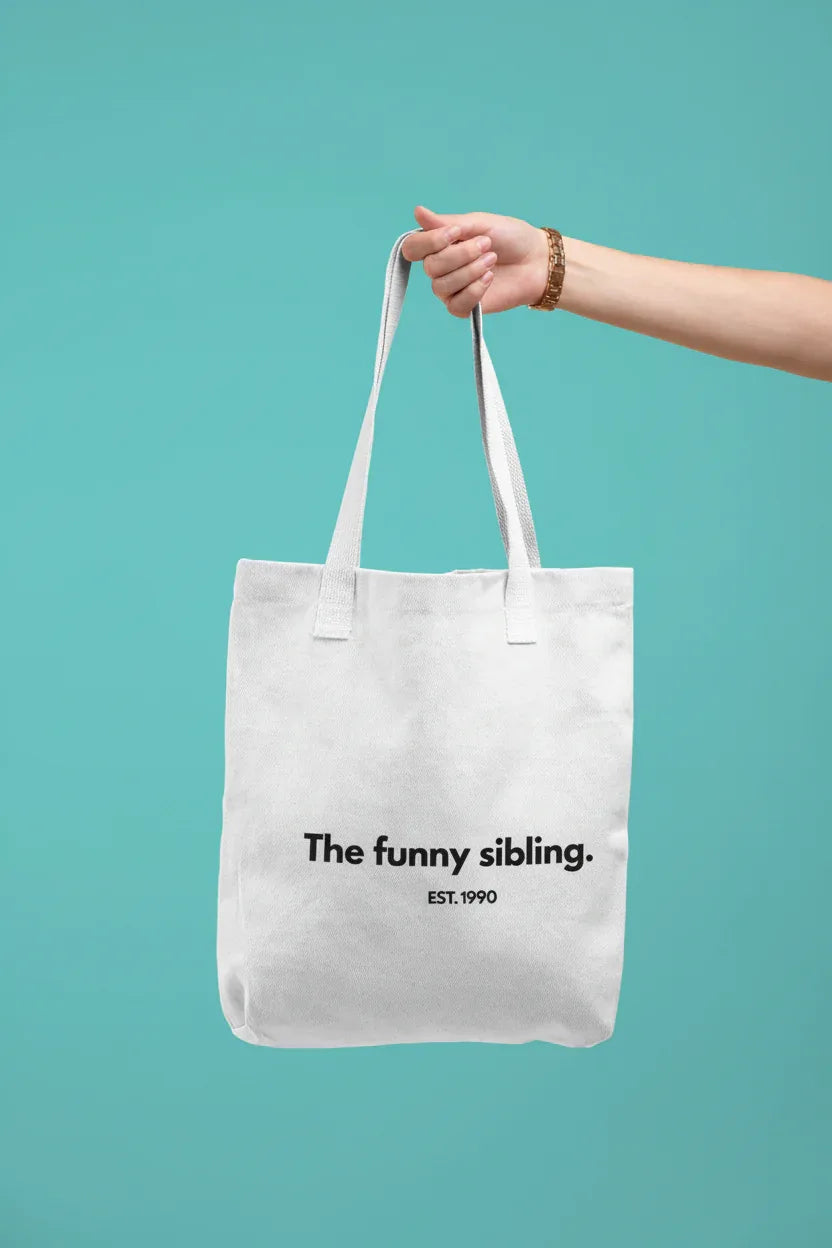 Personalised Sibling Tote Bag | Funny Family Gift | “The Favourite Sibling” EST Year Tote | Reusable Canvas Bag UK - Alley Crafters