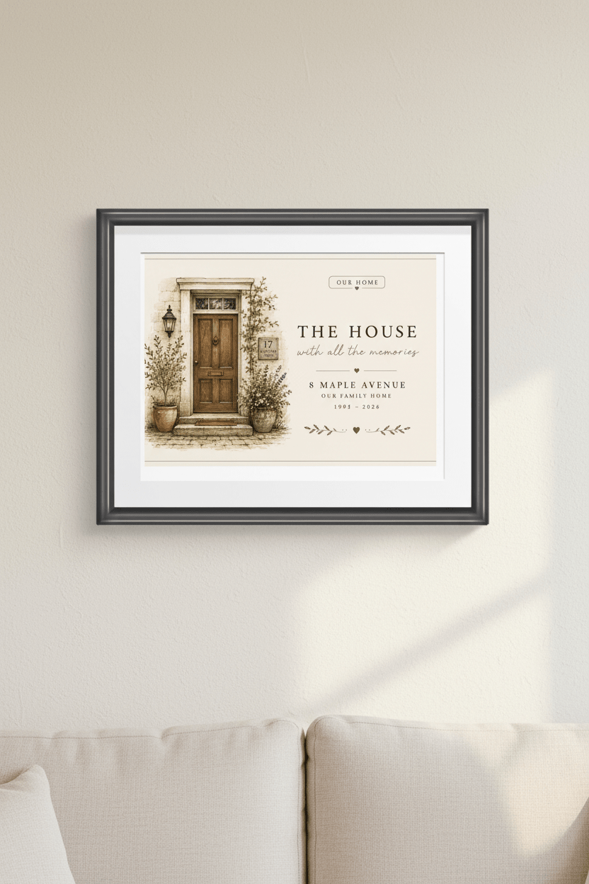 Personalised House Name Canvas Print — New Home & Housewarming Gift - AlleyCrafters