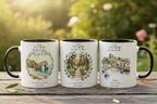 Three Mugs Together – Garden Setting – Side View