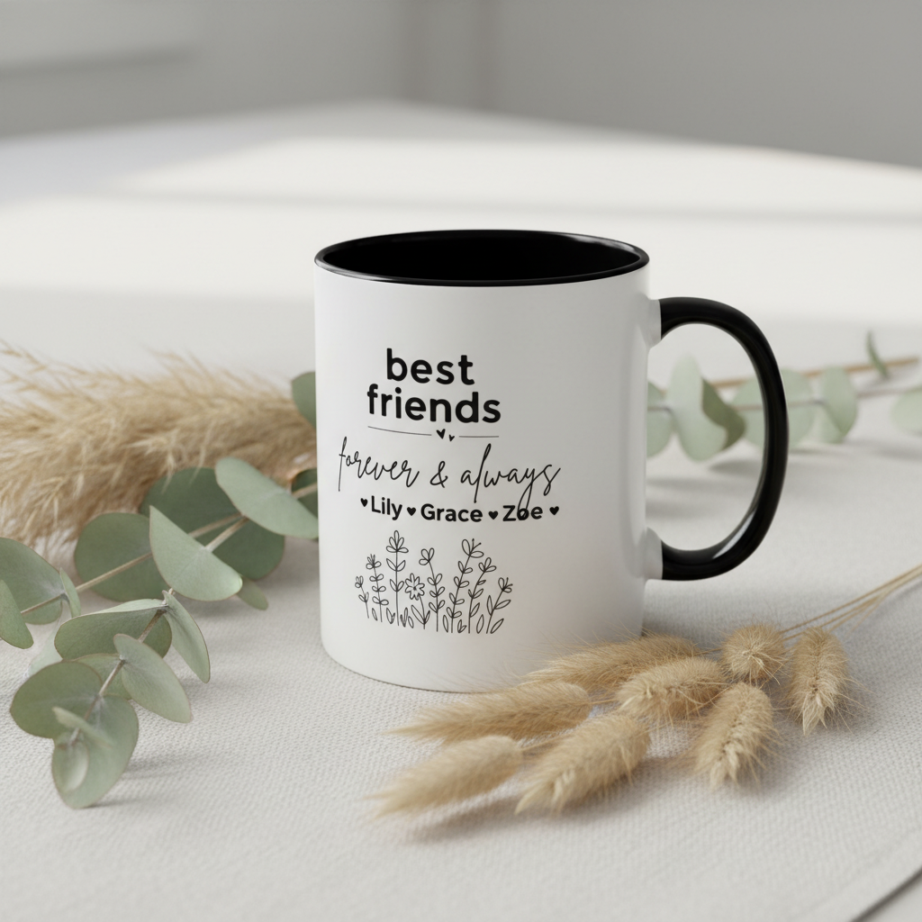Three names mockup — eucalyptus & pampas