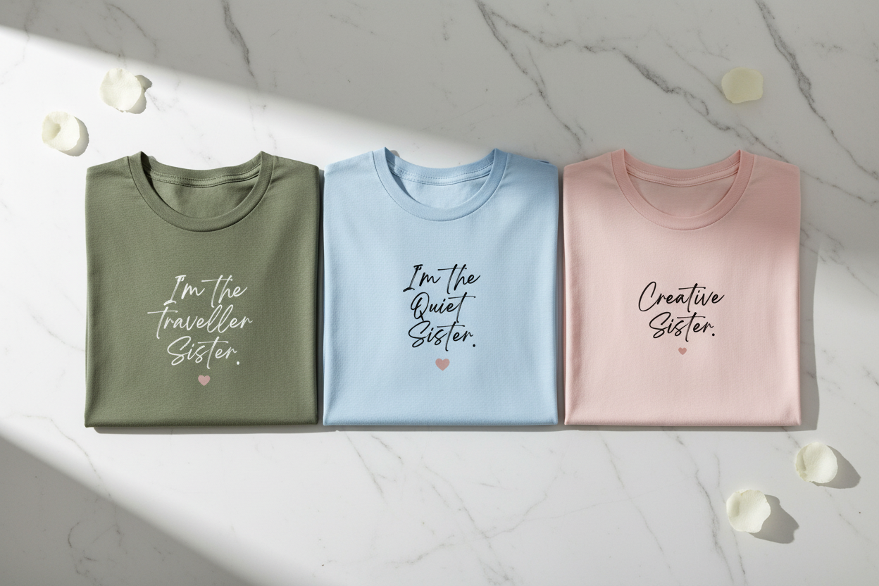 Three Sister Tees Folded Together