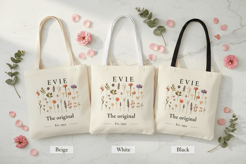 Personalised Floral Tote Bag — Custom Name & Year Garden Tote Gift - AlleyCrafters