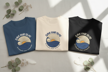 Three Tees Side by Side on Linen