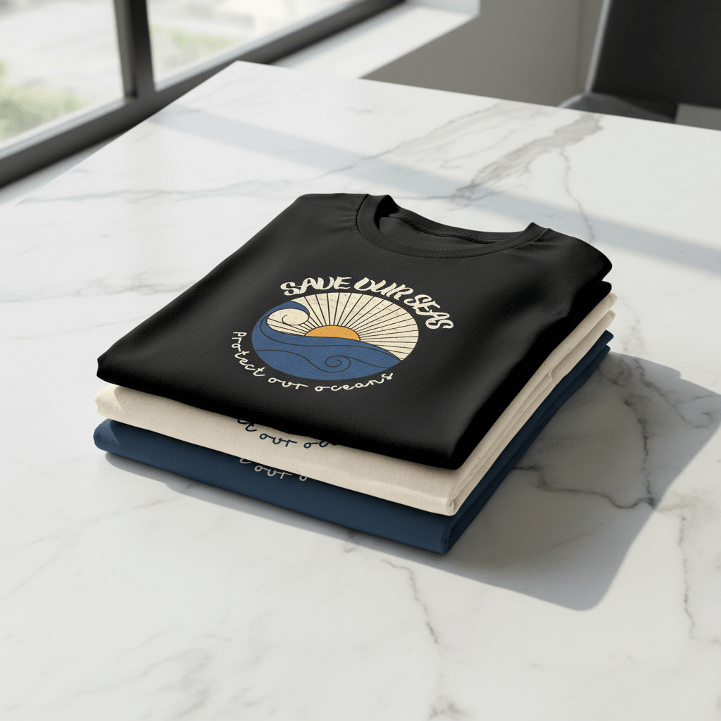 Save Our Seas T-Shirt | Retro Wave Ocean Conservation Tee UK - AlleyCrafters