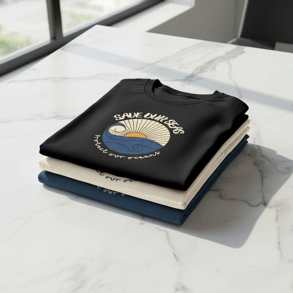 Three Tees Stacked on Marble