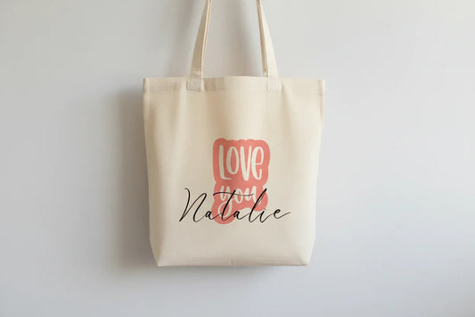 Love You Personalised Tote Bag | Add Any Name | Romantic Cotton Shopper - Alley Crafters