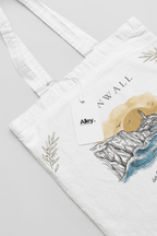 Personalised Coastal Tote Bag — Lighthouse & Cliffs Illustration with Custom Text & Year - AlleyCrafters