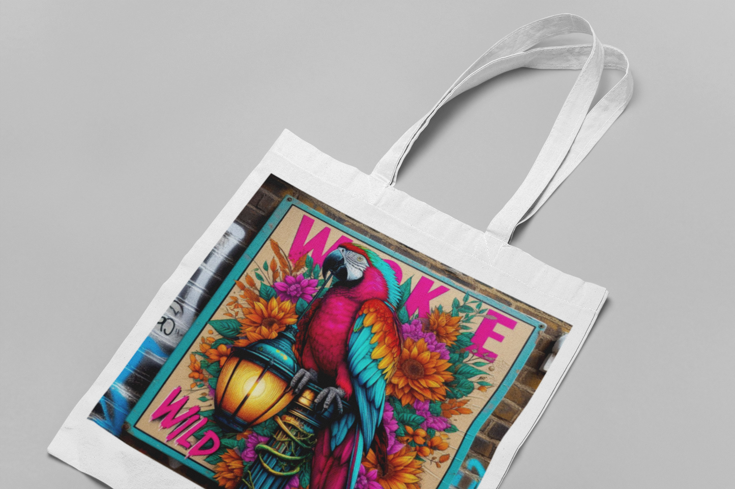 Canvas Tote Bag, Colourful Parrot