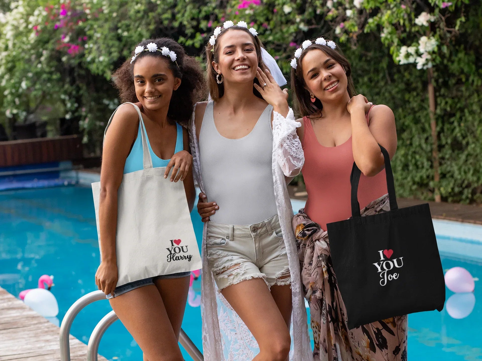 Personalised 'I Love You' Tote Bag | Custom Name Cotton Gift Tote - Alley Crafters