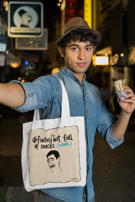 'I'm Definitely Not Full of Snacks (Wink)' Tote Bag