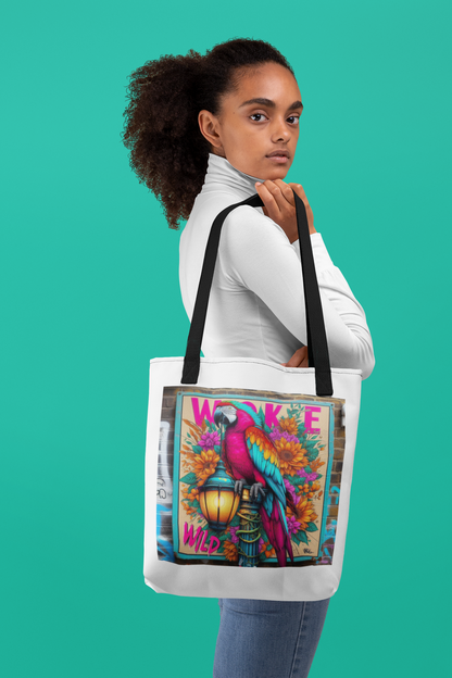 Canvas Tote Bag, Colourful Parrot