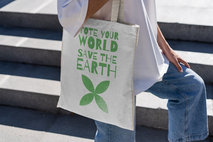 Cotton Tote - Tote Your World, Save the Earth T-Shirt Design