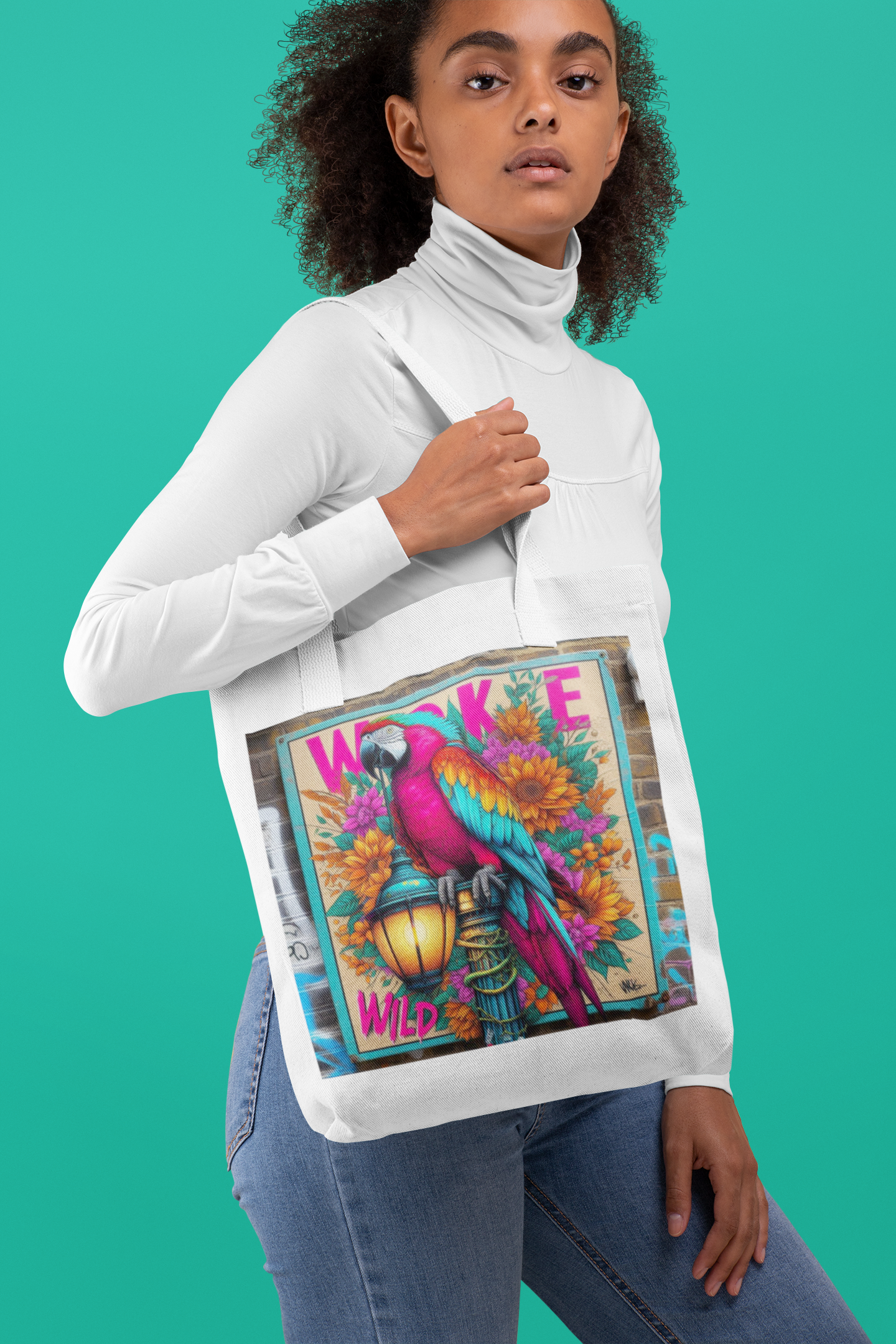 Canvas Tote Bag, Colourful Parrot