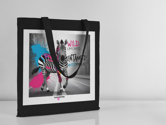 Wild. Untamed. Unstoppable. Zebra Tote Bag