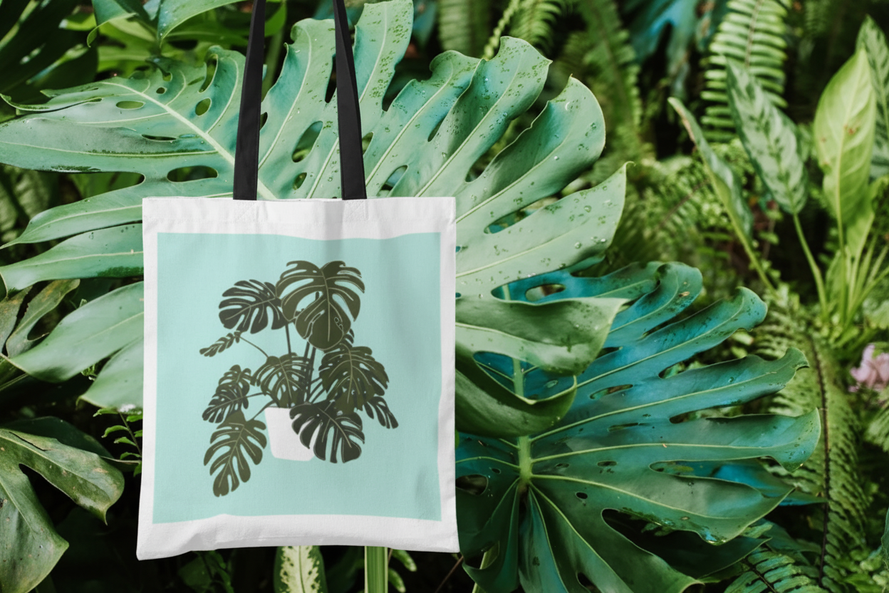 Tropical Monstera Tote - No Branding