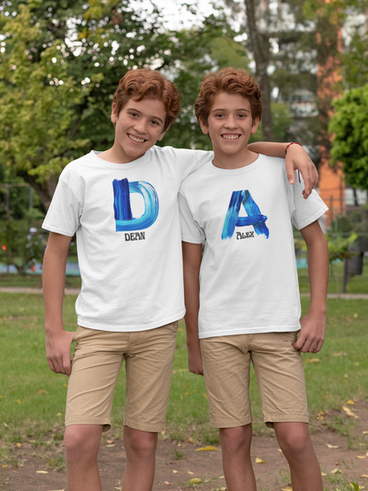 Personalised Children's Initial T-Shirt - Customisable Cotton Tee for Ages 4-12