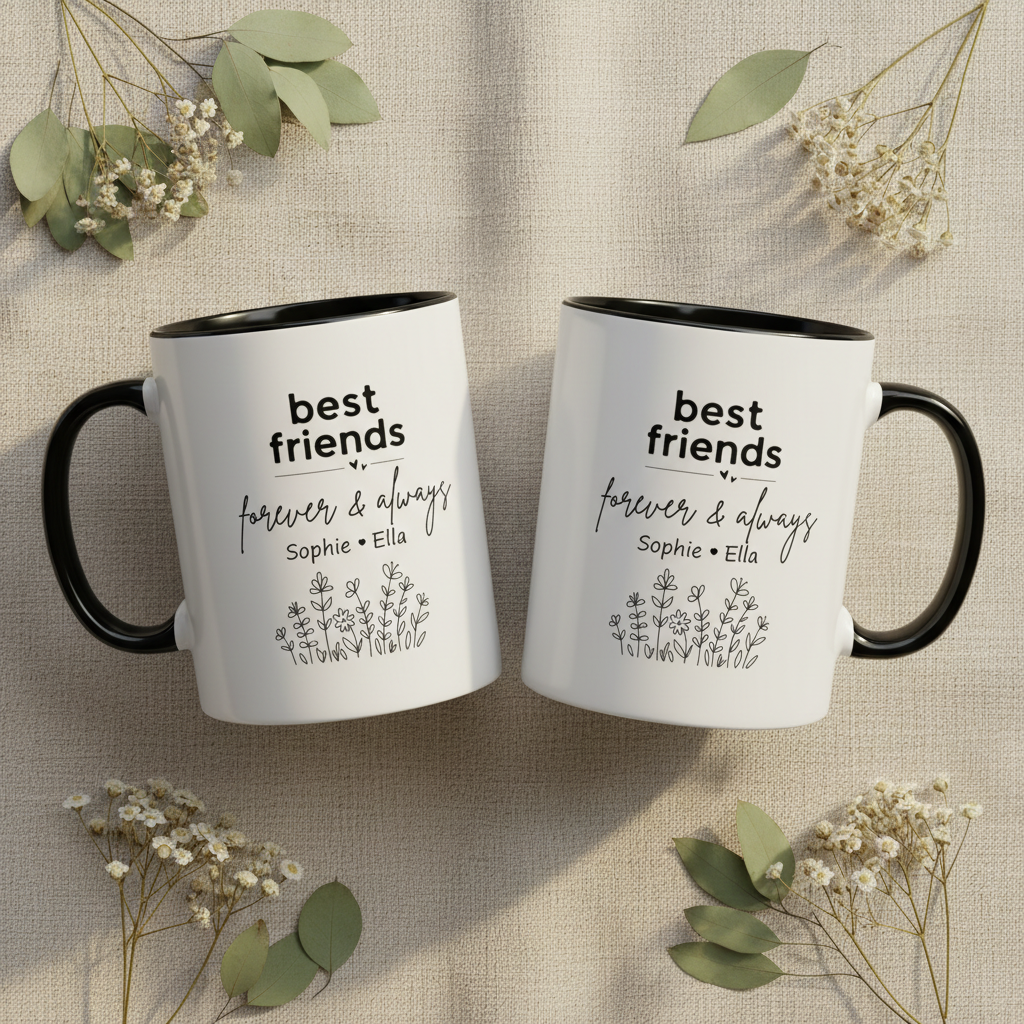 Two mugs flat lay