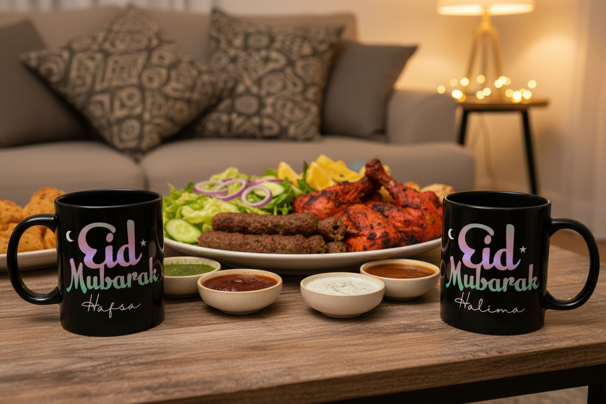 Two mugs with kebabs