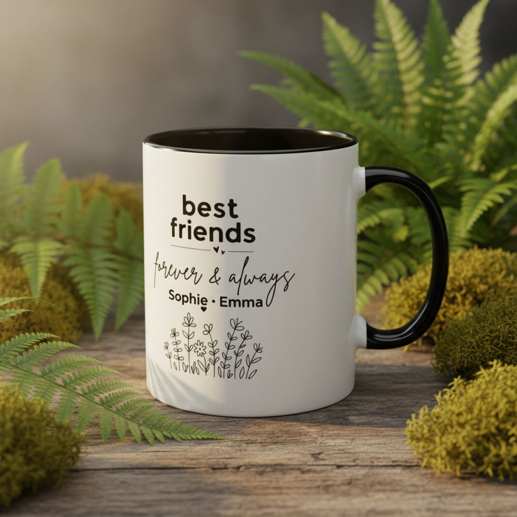 Two names mockup — ferns & moss