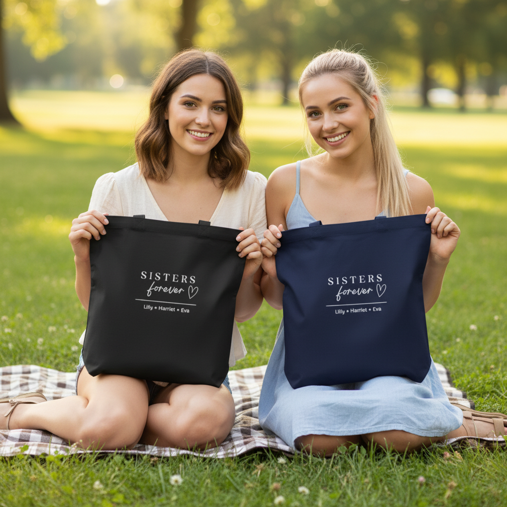 Two Sisters Sitting Bags