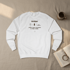 Personalized crewneck sweatshirt, arctic white, 'Amber' outdoors icon front