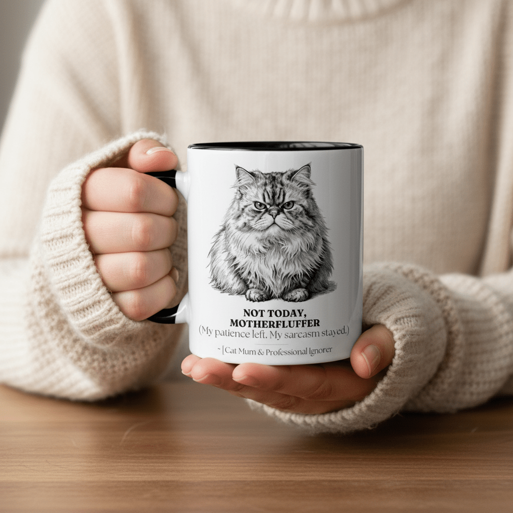 Not Today Motherfluffer Mug | Funny Cat Coffee Cup | Sarcastic Gift - AlleyCrafters