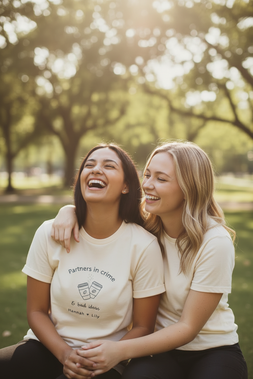 UGC friends on grass — "Hannah ♥ Lily"