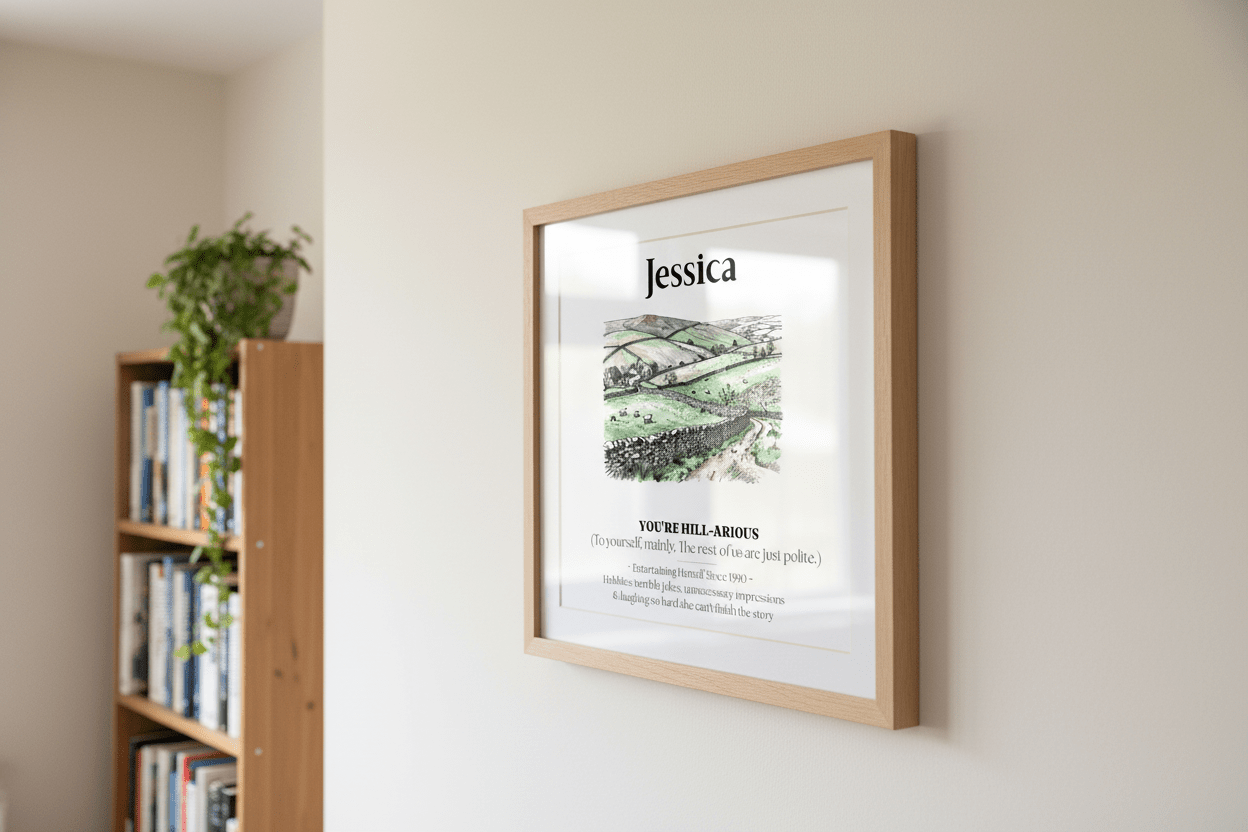 Personalised Framed Canvas Print — Funny Hill-Arrious Poem Art - AlleyCrafters